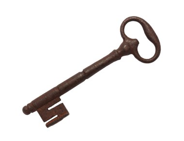 Beyaz arkaplanda vintage anahtar