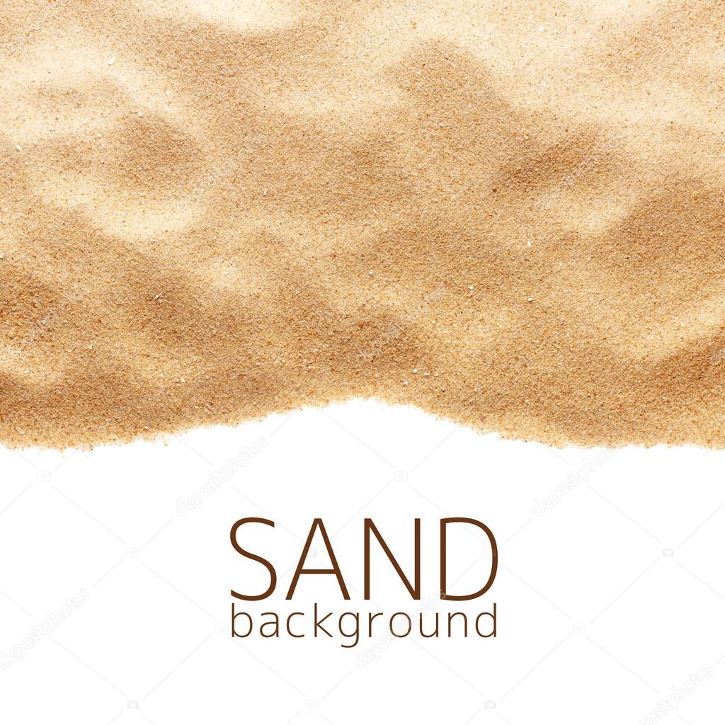 Sand scattering on white background