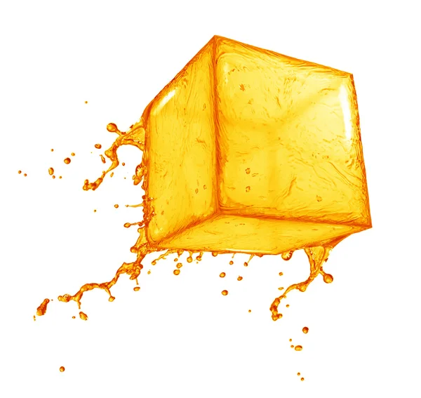 Juice stänk kub — Stockfoto