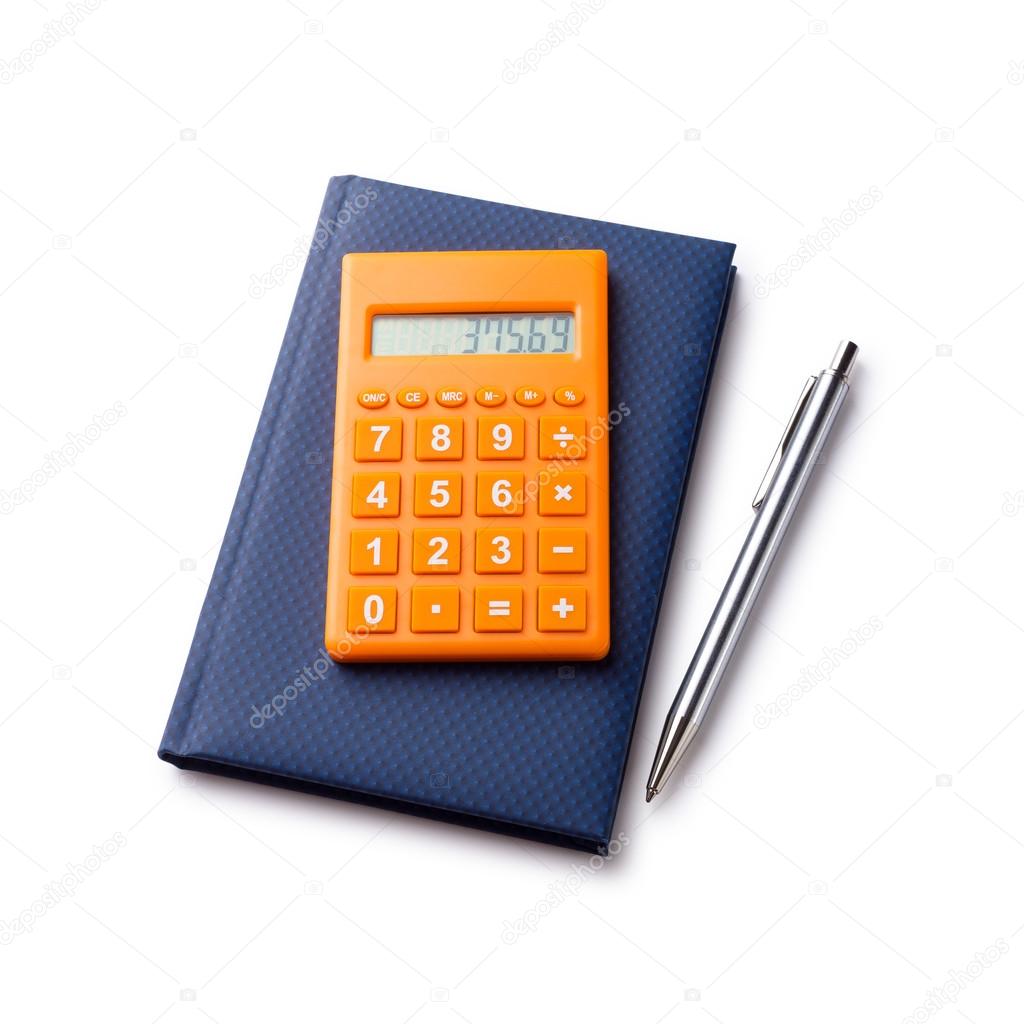 Calculator pen and notebook