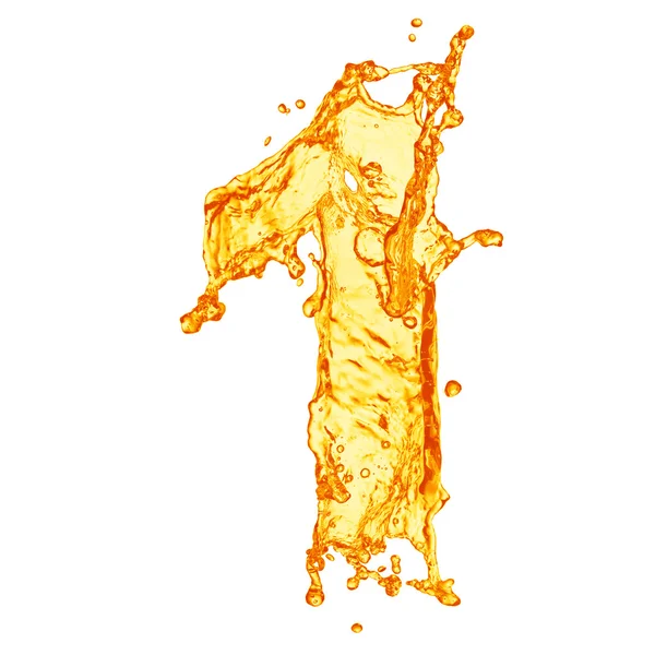 Orange liquid splash number — Stock Photo, Image