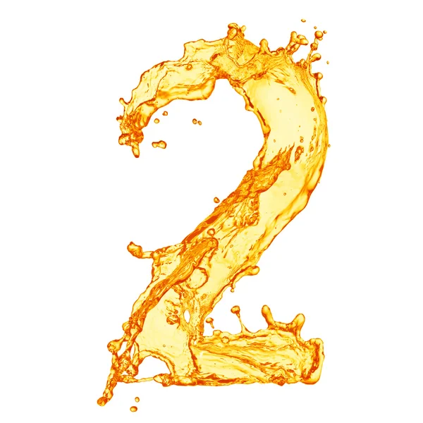 Orange liquid splash number — Stock Photo, Image