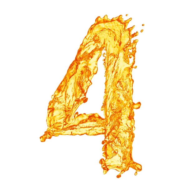 Orange liquid splash number — Stock Photo, Image