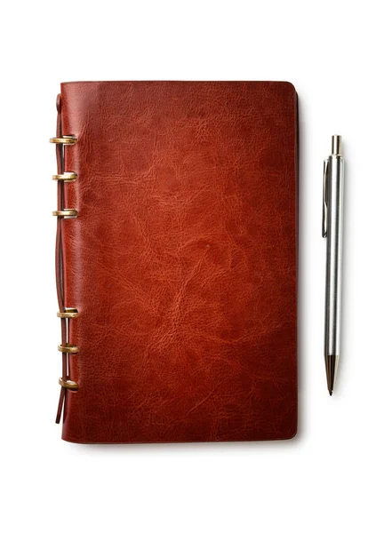 Caderno e caneta isolados — Fotografia de Stock