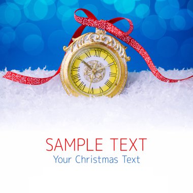 Saat ve kar Noel arka plan