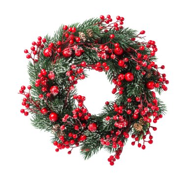 Noel çelengi beyaza izole edildi