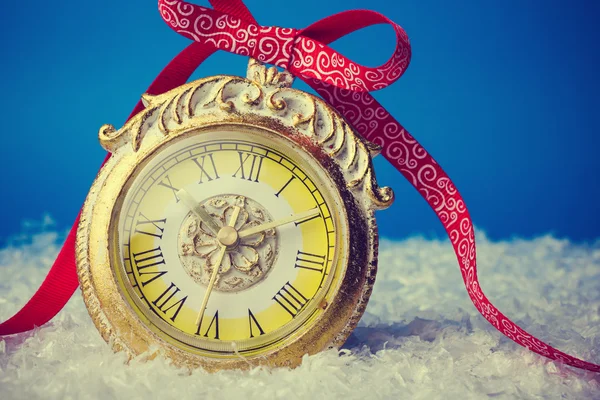 Christmas background with clock — Stock Photo, Image