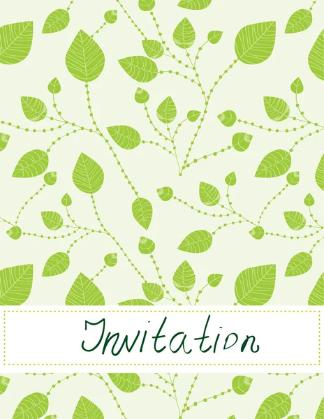 Invitación en blanco con patrón de hojas - ilustración — Vector de stock