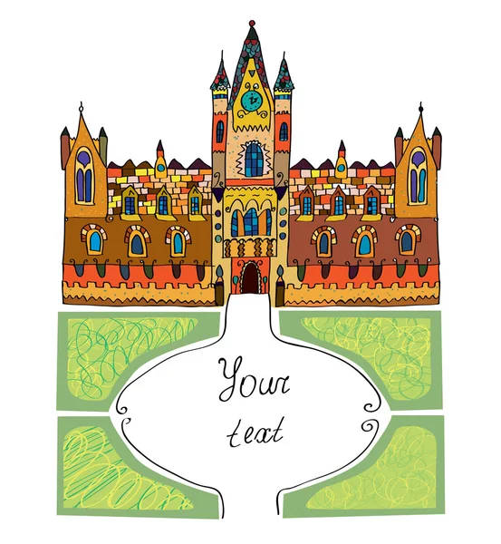 Château fond - illustration esquissée à la main — Image vectorielle