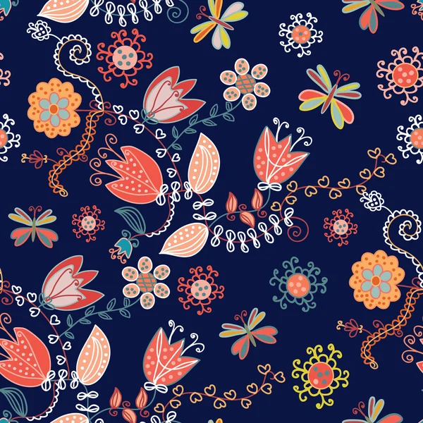 Motif floral ornemental sans couture pour textile ou carte — Image vectorielle