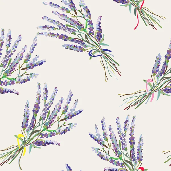 Lavendel nahtloses Muster - handgezeichnete Stilgrafik — Stockvektor