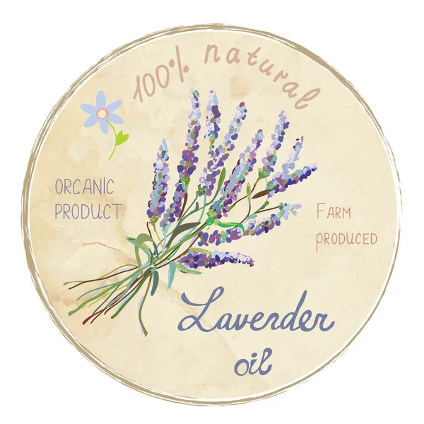 Lavender το πετρέλαιο σχεδιασμού ετικέτας, εικονογράφηση φορέας — Διανυσματικό Αρχείο