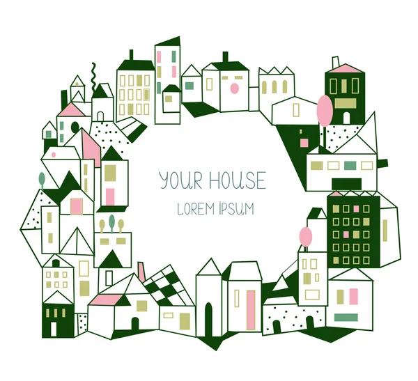 Real estate bakgrund med hus - grafisk illustration, hand — Stock vektor