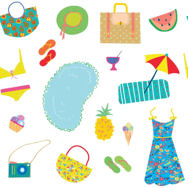 Summer funny pattern for woman with accessories — Stock Vector