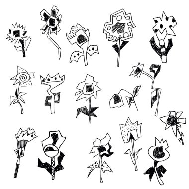 Kaprisli tarzda handdrawn çiçek ayarla