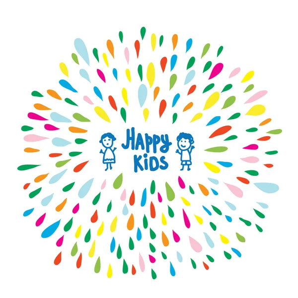 Szczęśliwy kids logo lub karty dla dzieci w wieku przedszkolnym lub przedszkole — Wektor stockowy
