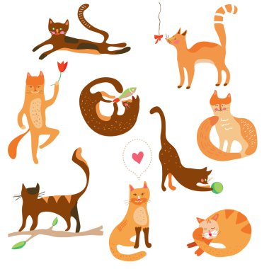 Kedi komik karikatürler ayarla 