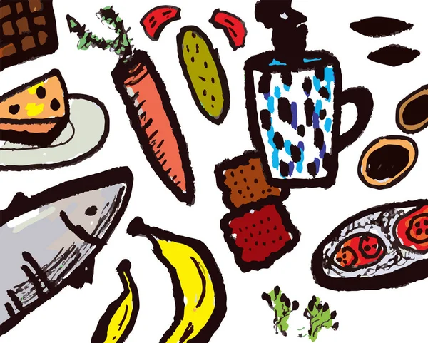 Fondo Alimentación Para Ilustración Vectorial Café Estilo Dibujado Mano — Vector de stock