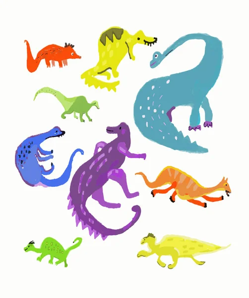 Juego Vectores Dinosaurios Linda Ilustración Para Niños — Archivo Imágenes Vectoriales