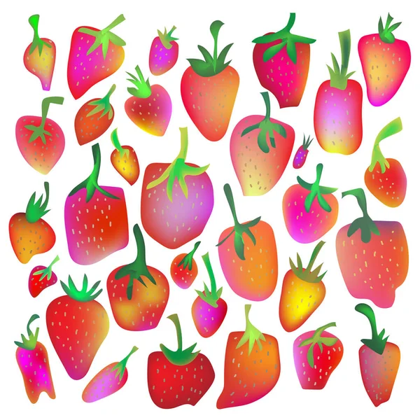 Set Drôle Fraise Illustration Vectorielle Dans Style Lumineux Illustrations De Stock Libres De Droits