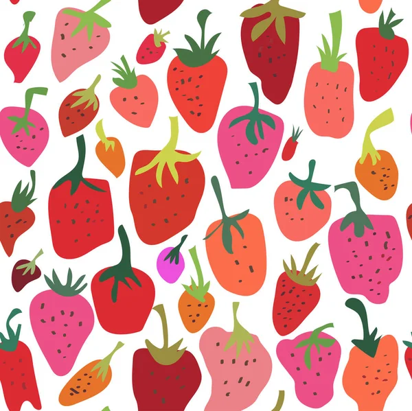 Erdbeere Nahtlose Patttern Geometrischem Stil Vektorgrafische Illustration — Stockvektor