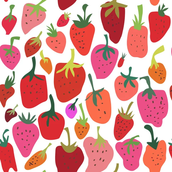 Strawberry Seamless Patttern Geometric Style Vector Graphic Illustration Vector Graphics