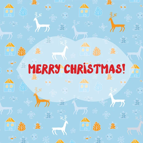 鹿パターン付きのクリスマス カード — ストックベクタ