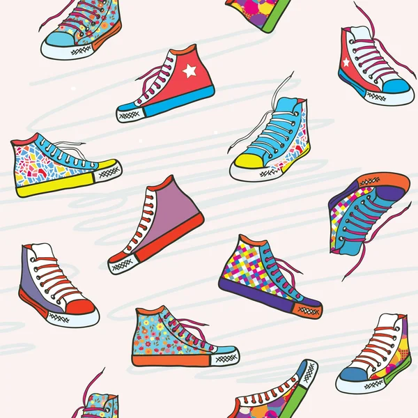 Seamless pattern with sneakers — Stock Vector