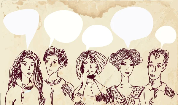 Banner with people and speech bubbles Vector Graphics