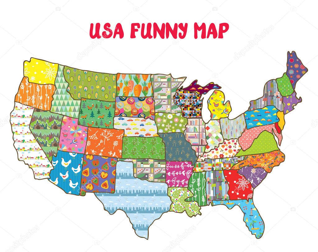 United States funny map with patterns