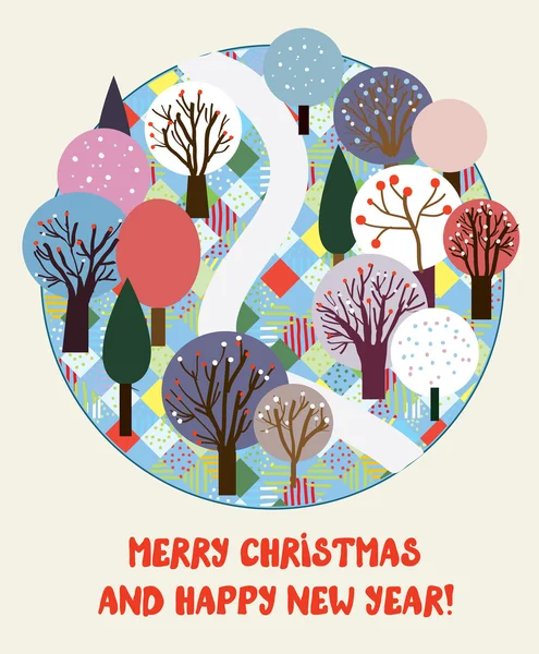 Милая открытка на Рождество и Новый год — стоковый вектор