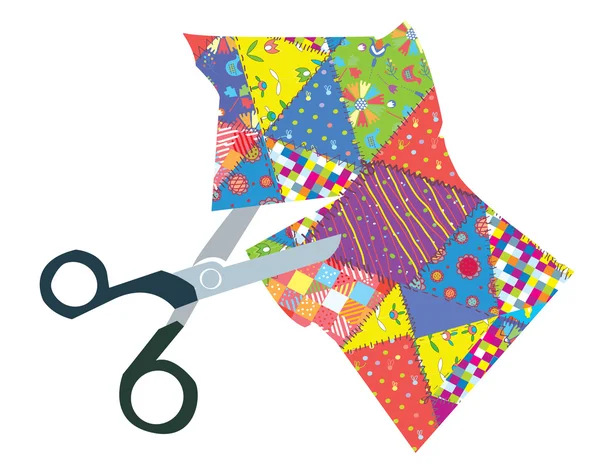 Quilt and scissors  illustration — Stock Vector