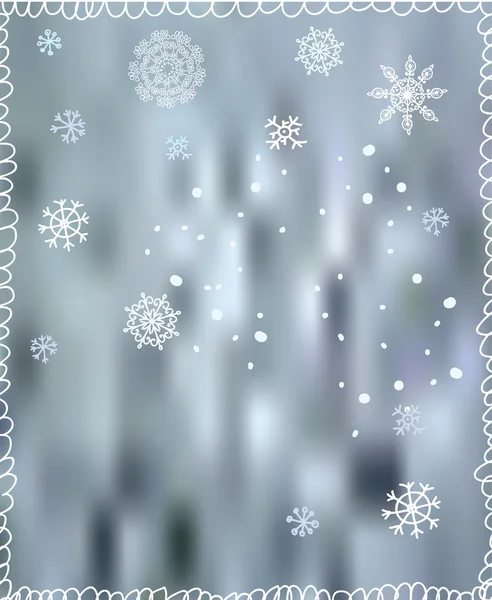 Fond d'hiver avec flocons de neige - pour Noël — Image vectorielle