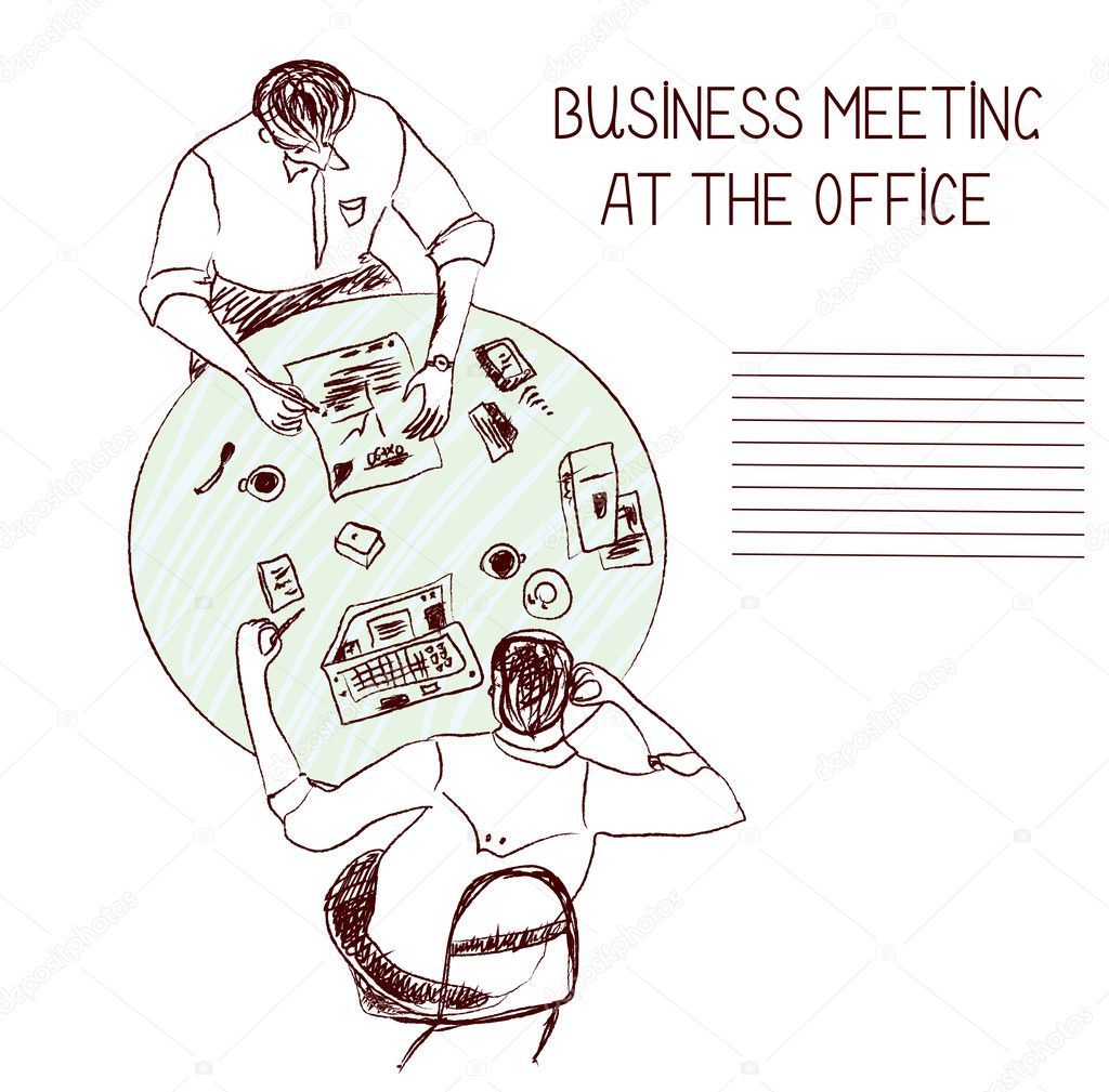 Business meeting at the office - sketch