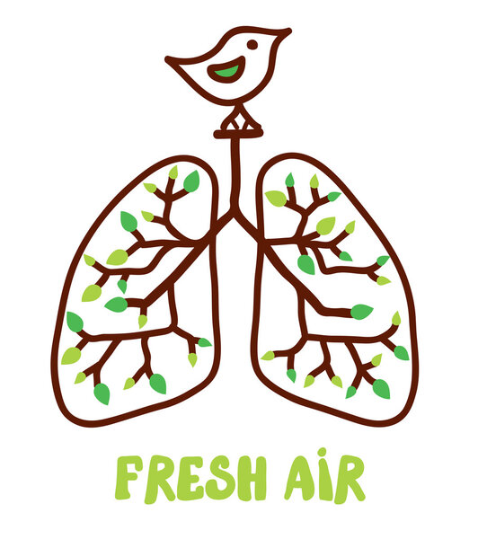 Lungs and nature - illustration for the fresh air