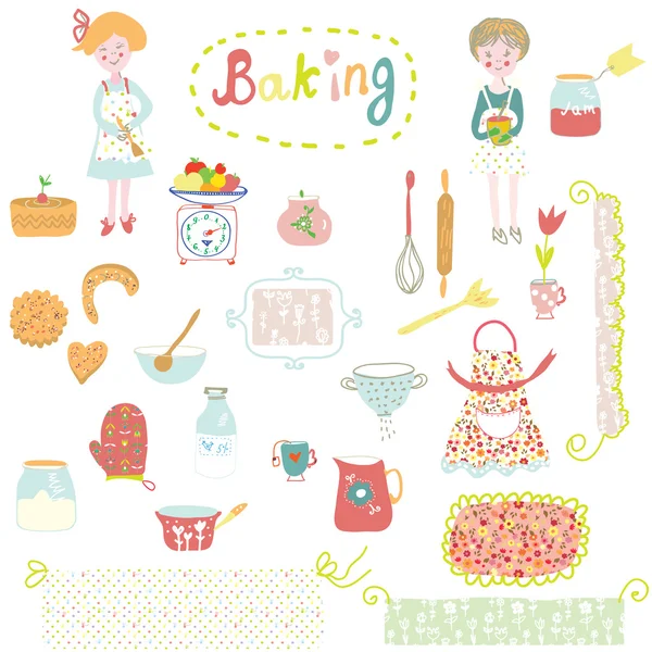 Baking design elements - cute and funny — Stock Vector