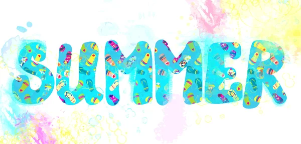 Summer banner - funny watercolor — Stock Vector