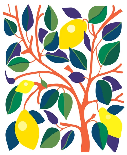 레몬과 나뭇잎 장식 카드 — 스톡 벡터