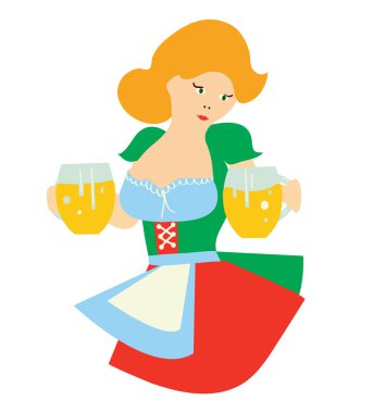 Ayı - oktoberfest için karikatür kızla 