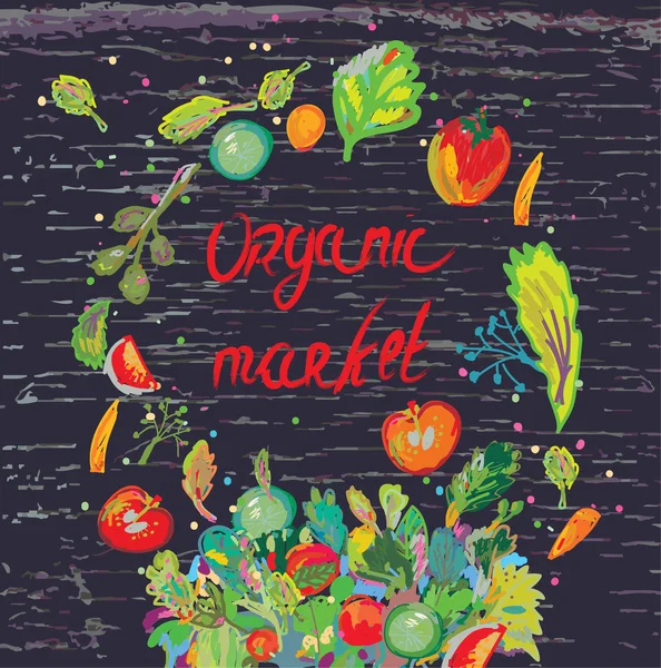 Banner de mercado ecológico para verduras frescas — Archivo Imágenes Vectoriales