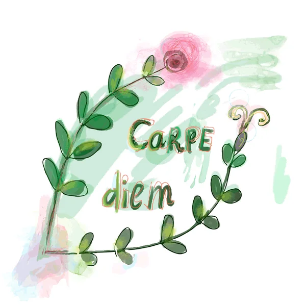 Carpe diem motovation prin floral — Vector de stock