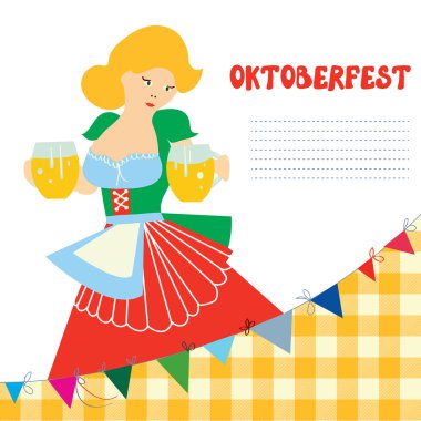 Kız ve bira ile Oktoberfest için Banner