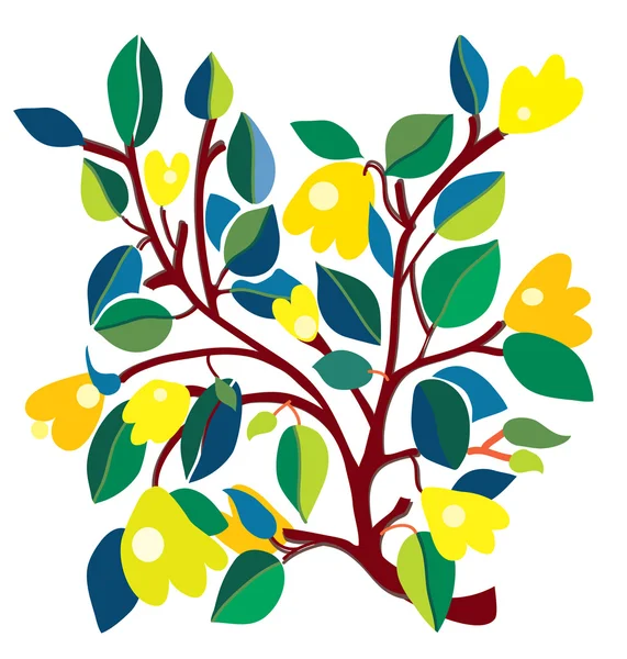 黄色の花の組成のカード — ストックベクタ