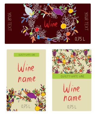 Wine labels  set - funny desig
