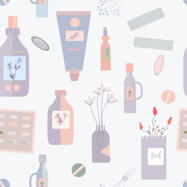 Hap ve ilaçlar seamless modeli - vektör çizim