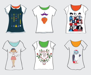 Komik t-shirt tasarımları - vektör çizim