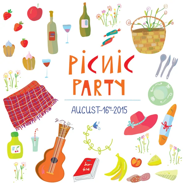 Banner de fiesta de picnic - ilustración vectorial — Archivo Imágenes Vectoriales