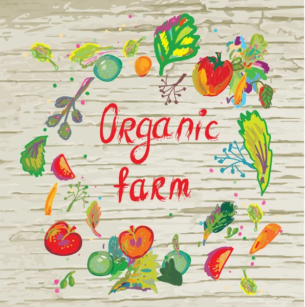 Banner de fazenda orgânica com moldura e textura - vetor — Vetor de Stock