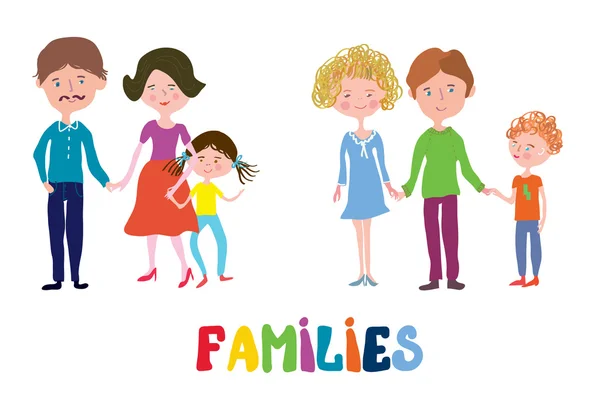 Ensemble de familles drôles - design agréable et simple — Image vectorielle