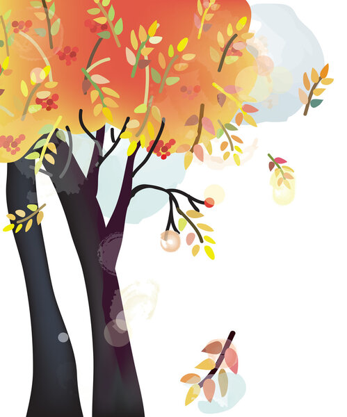 Autumn tree background watercolor style